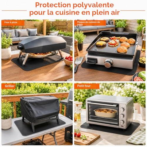 FLASLD Tapis de barbecue ignifuge et imperméable sous Blackstone, protégez votre table de préparation et votre table de barbecue d'extérieur – Tapis de table résistant à la chaleur (noir, 40 X 60 cm） – vue 4