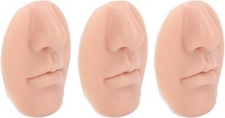 3pcs Silicone Nose Model, Fake Nose Lips, Piercing Practice Body Parts, Soft Elastic Reusable Piercing Nose Mannequin Teaching Tool (Medium Skin Color)