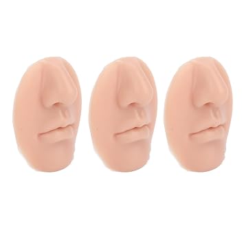 3pcs Silicone Nose Model, Fake Nose Lips, Piercing Practice Body Parts, Soft Elastic Reusable Piercing Nose Mannequin Teaching Tool Medium Skin Color