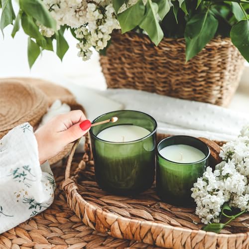 Showin SCMK240316 8 Oz Thick Candle Jars For Making Candles 15 Pcs, Green Empty Jars With Wood Lids For Candle Making, Sample Container,Clear Green thumb #4
