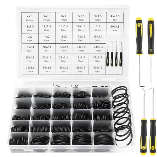 Pryzmax 1540 Pièces 32 Tailles Joint Torique, Rondelle en Caoutchouc Nitrile, Joints Toriques D'étanchéité, Kit d'assortiment O Ring, pour Plomberie, Gaz, Automobile et Réparation de Robinet