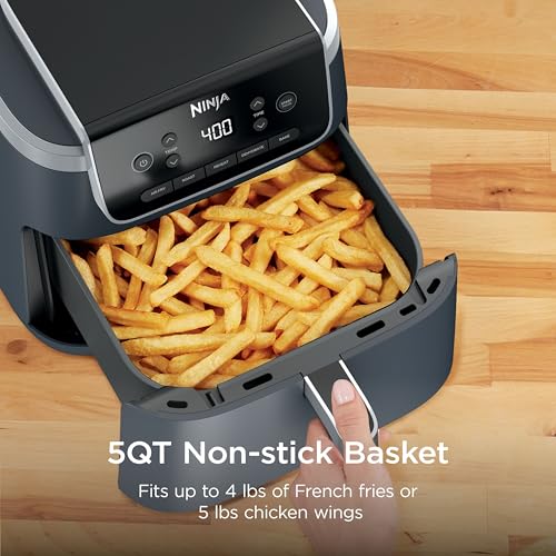 Image of Ninja Air Fryer Pro 5-in-1 | 5 QT Capacity, Air Fry, Bake, Roast, Reheat, and Dehydrate, Air Crisp Technology | Nonstick Basket & Crisper Plate | Cyberspace | AF142BL