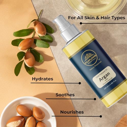 Image of Argan Oil Cold Pressed for Face, Hair, Skin, Nails Moisturising & Hyrdrating For All Skin & Hair Types 100% Pure & Natural 100 ml
