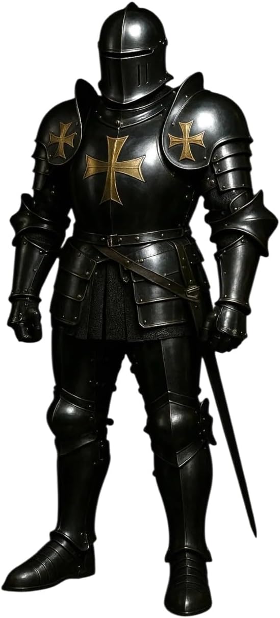 Medieval Knight Black Templar Full Body Armor Set - Fully Wearable Suit of Armour Perfect for LARP, Reenactment, Cosplay Event Costume - Halloween & Theater Act Costume - Display Ready