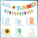 Adecortalk Summer Decorations Colorful Hello Summer Banner Ice Cream Popsicle Sunflower Garland Party Supplies for Birthday Baby Shower Home Indoor Outdoor Party Supplies