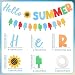 Adecortalk Summer Decorations Colorful Hello Summer Banner Ice Cream Popsicle Sunflower Garland Party Supplies for Birthday Baby Shower Home Indoor Outdoor Party Supplies