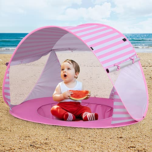 CeeKii Strandmuschel Pop Up Sonnenschutz Strand Baby Strand Zelt Portable Shade Pool UV-Schutz Sun Shelter für Kleinkinder, Strandmuschel, Baby Pool (Rosa)