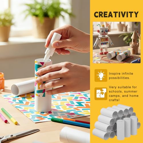 LOLIPPYY 25stücke Weiße Runde Papprollen DIY Bastelpapier Tubes Für Kreative Kunstprojekte Schulaktivitäten Halloween-Dekorationen Fördert Feinmotorik Und Teamwork