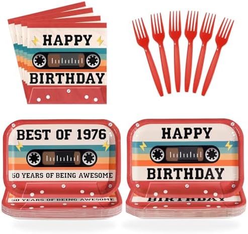 50th Birthday Decorations 96Pcs 50th Birthday Plates and Napkins ...