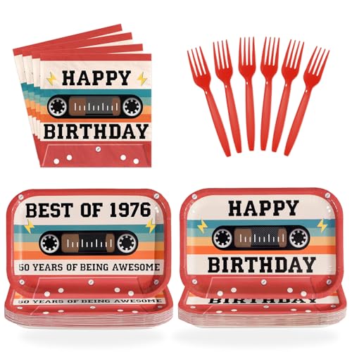 Greencian 50th Birthday Decorations 96Pcs 50th Birthday Plates an...