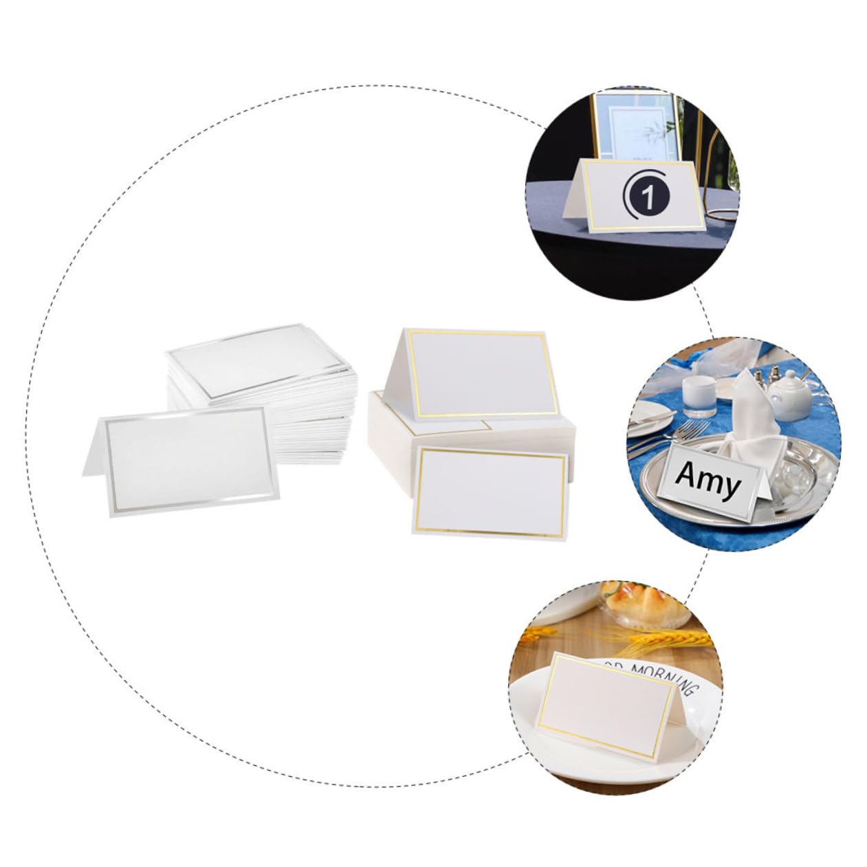 200 Stück Kreative Faltbare Hochzeitstischkarten aus Papier mit Goldfolie Einfach zu Beschriften Platzkarten für Geburtstag und Business Talks