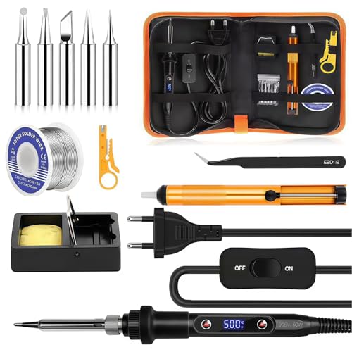 Kit Saldatore, Saldatore Elettrico 80W con Display LCD Temperatura Regolabile