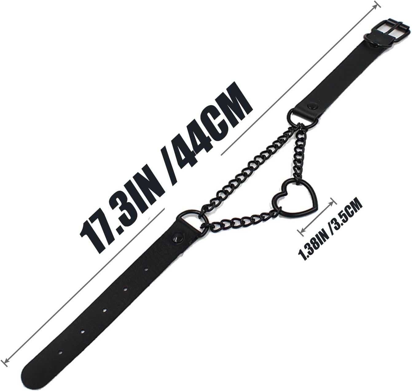 Love Heart Choker Collar Necklace, Adjustable Leather Punk PU Necklace Goth Choker Soft Collar Chain for Women - Image 2