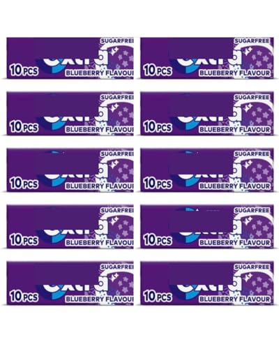 10 x packs Ex Blueberry Sugar Free Chewing Gum Multipack – Long Lasting Flavour for Fresh Breath – Bulk Gum for Office, Car, Travel & On-the-Go