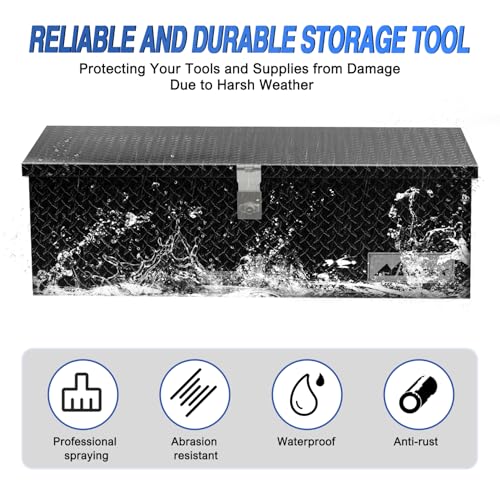 Nilight 39 Inch Truck Tool Box Heavy Duty Aluminum Stripes Plated Pick Up Truck Bed Toolboxes 39"x13"x10" Waterproof Storage Organizer for Bed of Truck RV Trailer with Side Handle Lock Keys, Black by Nilight - Image 5