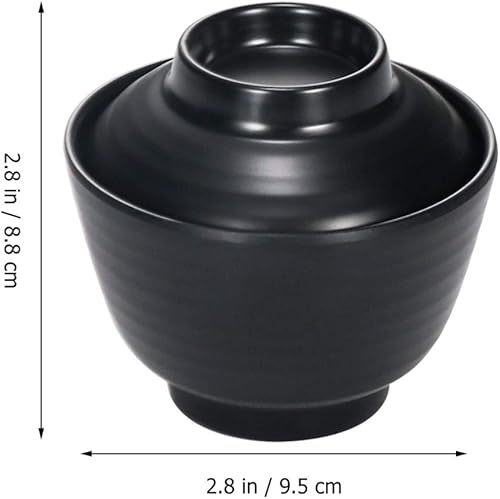 Miniatura 4 de BESTonZON Cuencos de sopa de miso de estilo japonés tradicional tazón de arroz de fideos, cuenco de sopa de miso con tapa Tazón de arroz japonés (L)
