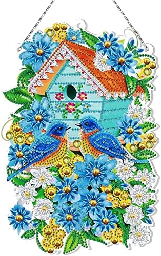 Artown Diamond Painting 5D Kits, Diamond Painting Pictures Christmas Wreath Set with Hanging Chain Diamond Painting Pictures for Wall and Entrance Decoration