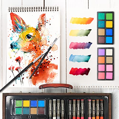 Joy Spot! 148 Pieces Deluxe Art Set With 3 Drawing Pads, Art Supplies Wooden Art Box With Premium Crayons, Oil Pastels, Colored Pencils, Creative Gift Box For Kids Adults Artist Beginners #TOP5