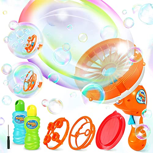 Bubble Machine Gun Blower Maker: Automatic Hand Held Giant Bubble Blaster Wand for Toddler Kids Summer Indoor Outdoor Activity, for Toddler Boys Girls