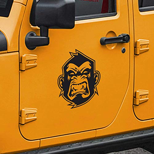 SkunkMonkey - Angry Monkey Door Decals Compatible with Jeep Wrangler TJ LJ JK JKU - Orange Stickers - (Pair - Left and Right)