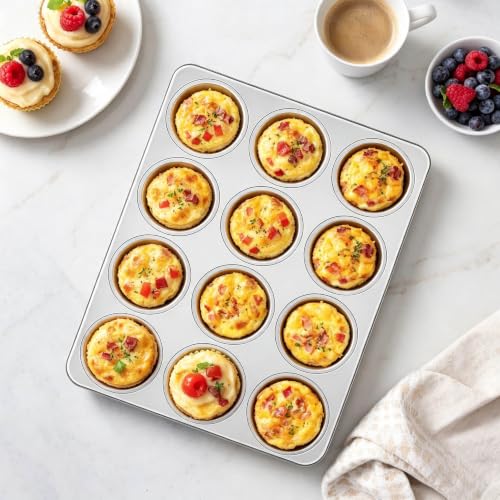 Homikit Stainless Steel Muffin Pans 12 Cups, 2 PCS Cupcake Pan Set Nonstick by Homikit - Used condition - Image 3