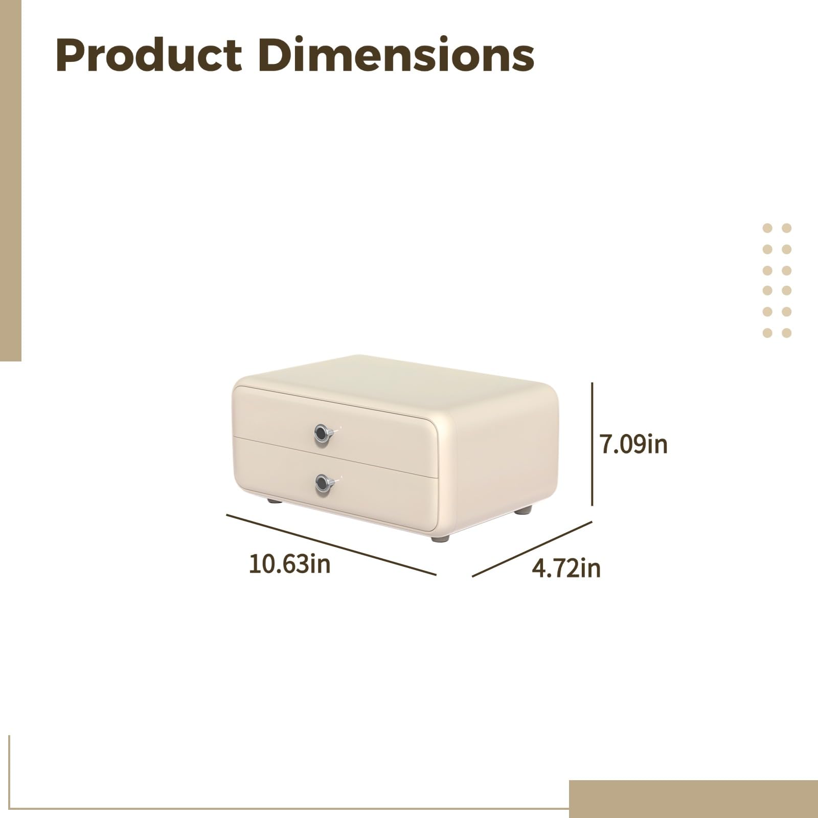 Kosmetik-Organizer mit 2 Schubladen, cremegelber Ablageorganizer für die Arbeitsplatte, minimalistischer Bad-Organizer für Badzubehör, runde Griffe und rutschfeste Pads, Geschenkidee