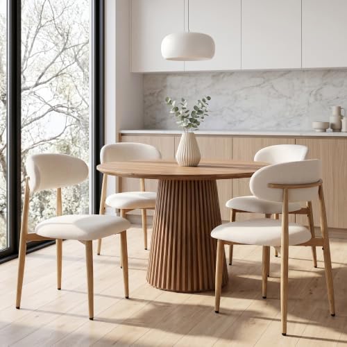 UVV Dining Chairs Set of 4, Metal Kitchen Chairs with Modern Fabr...