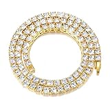 Tennis Necklace for Men Iced Out Chains Diamond 3MM 4MM 5MM Gold Silver Plated Rapper Chain Choker Necklaces for Women Men Hip Hop Jewelry, Rhinestone, Cubic Zirconia
