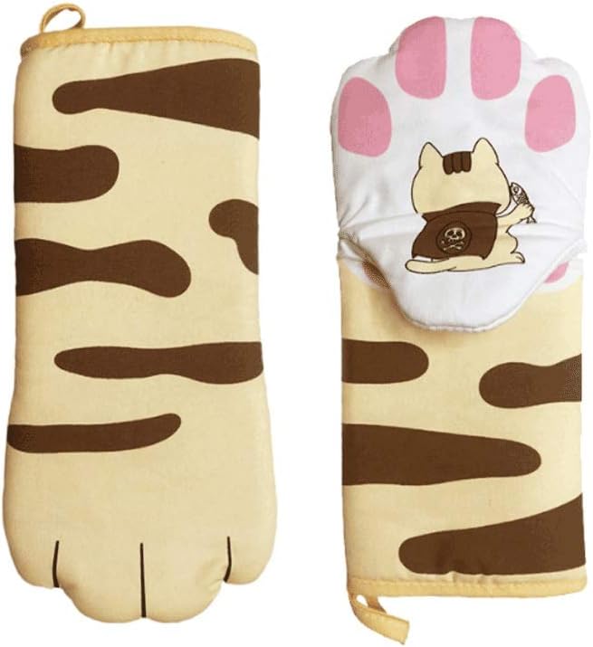 New 3D Cute Cats Claw Animal Oven Insulated Gloves Long Professional Heat-Resistant Non-Slip Cotton Barbecue Grill Tool