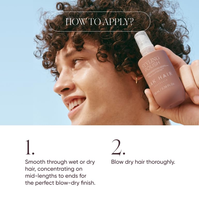 NAK Signature Styling Polish Serum 100ml - Frizz Control & Shine for All Hair Types with Peptides & Vegan Complex