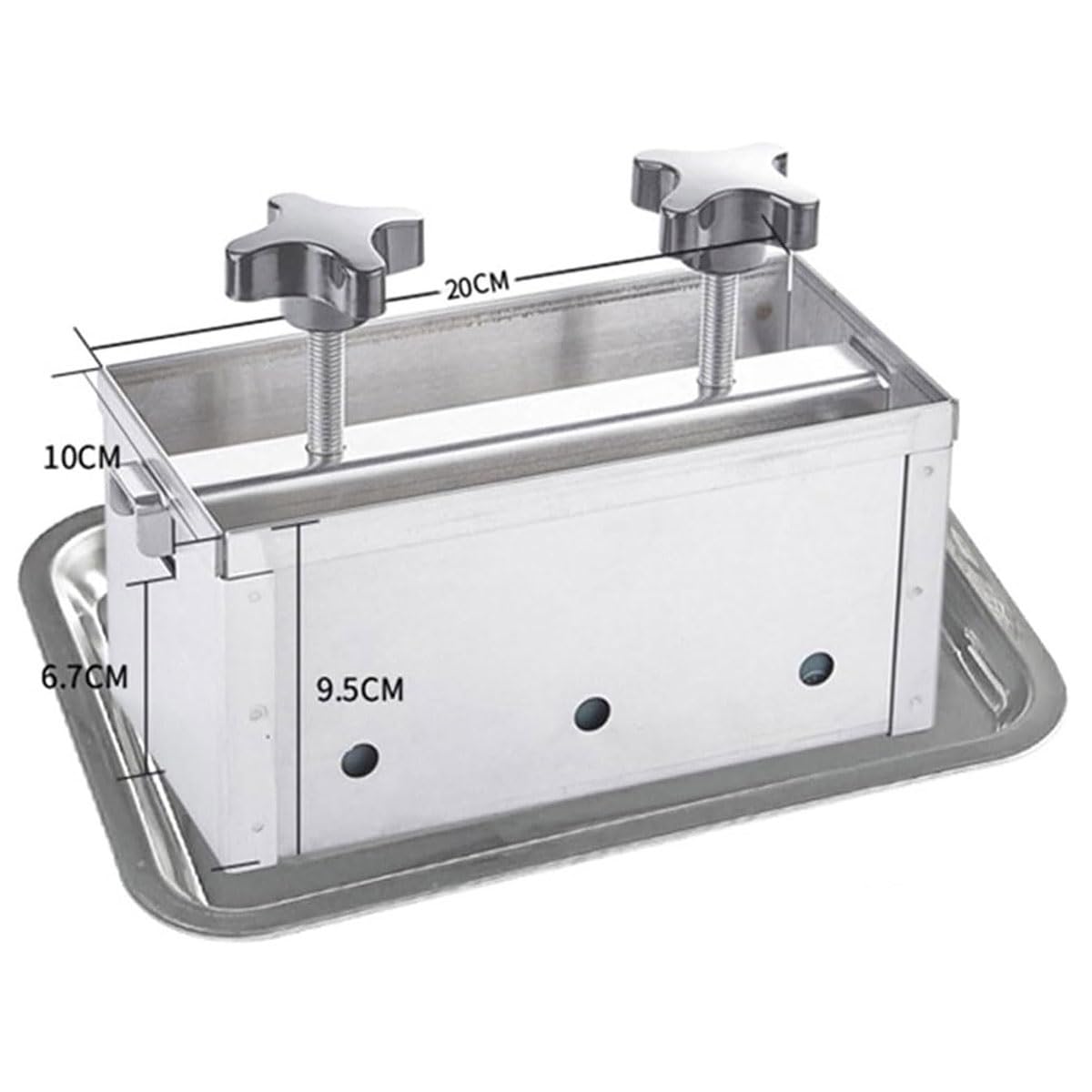 Molde de prensa de carne, acero inoxidable, herramienta de 1 a 10 kg con gasa y bandeja de goteo, doble presión de tornillo para jamón casero, cerdo, carne de res, aves de corral