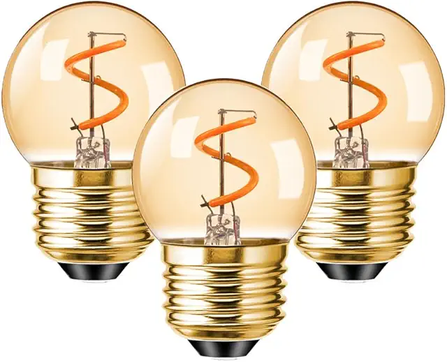 KINGYEENUO Vintage E27 LED Bulbs 1.5W Amber Dimmable Golf Ball Lights, Pack of 3
