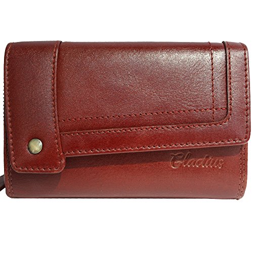 Preisvergleich Produktbild Geldbörse aus Leder Damen Dunkelrot Geschenk