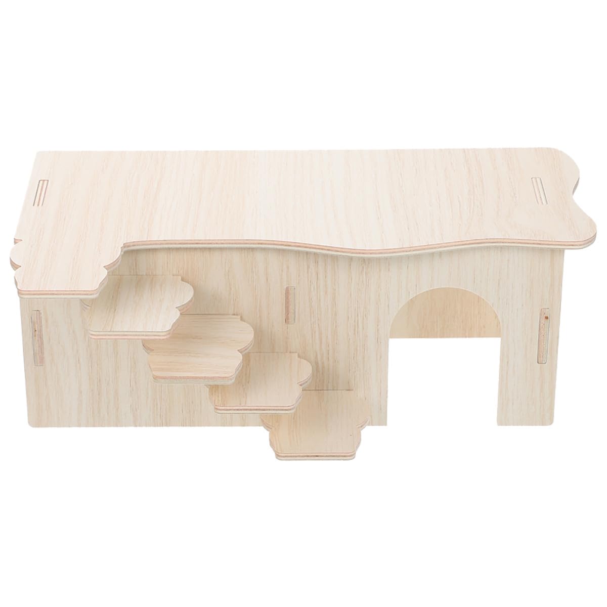 FRCOLOR Hamsterversteck Holz mit Mehreren Kammern Großes Kleintierhaus mit Leiter Mehrstöckige Villa für Hamster und Meerschweinchen Langlebiges Holzversteck für Kleintiere