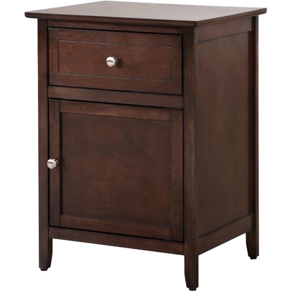 Glory Furniture Izzy 1 Drawer 1 Door Nightstand in Cappuccino