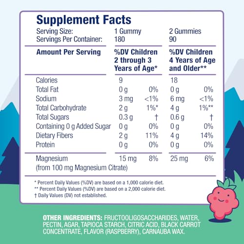 Image of DR. MORITZ Sugar-Free Calm Magnesium Gummies for Kids and Adults - Non-GMO Magnesium Citrate Gummies - Raspberry Flavor - 1-Pack (180 Count)
