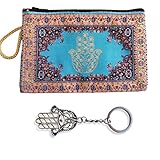 SabelAX- Monedero Mujer - Tarjetero Mujer - Mano de Fatima - Neceser Mujer - Portamonedas + Llaveros Originales Mano de Fatima - Amuleto Mal de Ojo - Amuletos de la Suerte y Proteccion (Turquesa)