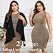 ZOMVA Plus Size Sparkly Formal Dress Suit 2 Piece Mother of The Bride Groom Chiffon Jacket Outfit Cocktail Evening, Gold & Black, 1X