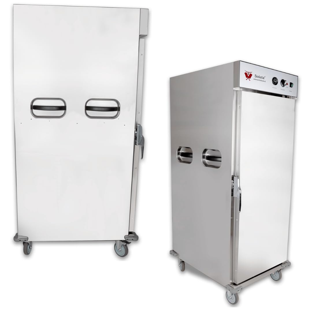 Beeketal 'BWHS-11' Gastro Wärmeschrank aus Edelstahl mit 11 Fächern, Ablaufhahn, Transportgriffe, 4 x 360° Drehrollen mit Feststellbremsen, Temperatur 30-110 °C, inkl. 11 Gitter (verchromt)