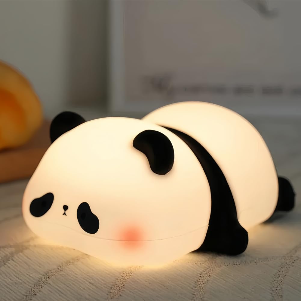 Htgwcg Pink Rechargeable Cute Panda Night Light, Panda Night Light For Kids, Colour Changing Pandas Night Light, Silicone Squishy Pandas Night Lamp For Toddlers Nursery Baby Room Nice Gifts[ A]
