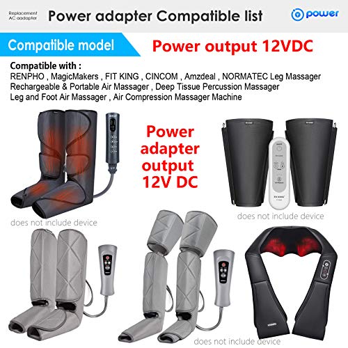 T Power Ac Dc Adapter For Renpho, Breo, Magicmakers, Fit King, Cincom, Amzdeal, Normatec Leg Nick Pillow Massager Circulation Air Foot Massage Power Supply Charger #TOP2