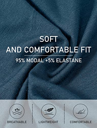 JINSHI Bas de Pyjama Femme Pantalon 3/4 Femme Doux Léger Modal Vêtements de Nuit avec Poches (Bleu lac, Gris) Taille L – vue 5