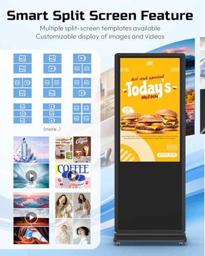 Image of 32 inch Digital Signage Display, 2K LCD Touchscreen Indoor Floor Standing Digital Kiosk, Auto Media Player Advertising Display Poster with Android OS Remote Control, HDMI /WiFi /USB