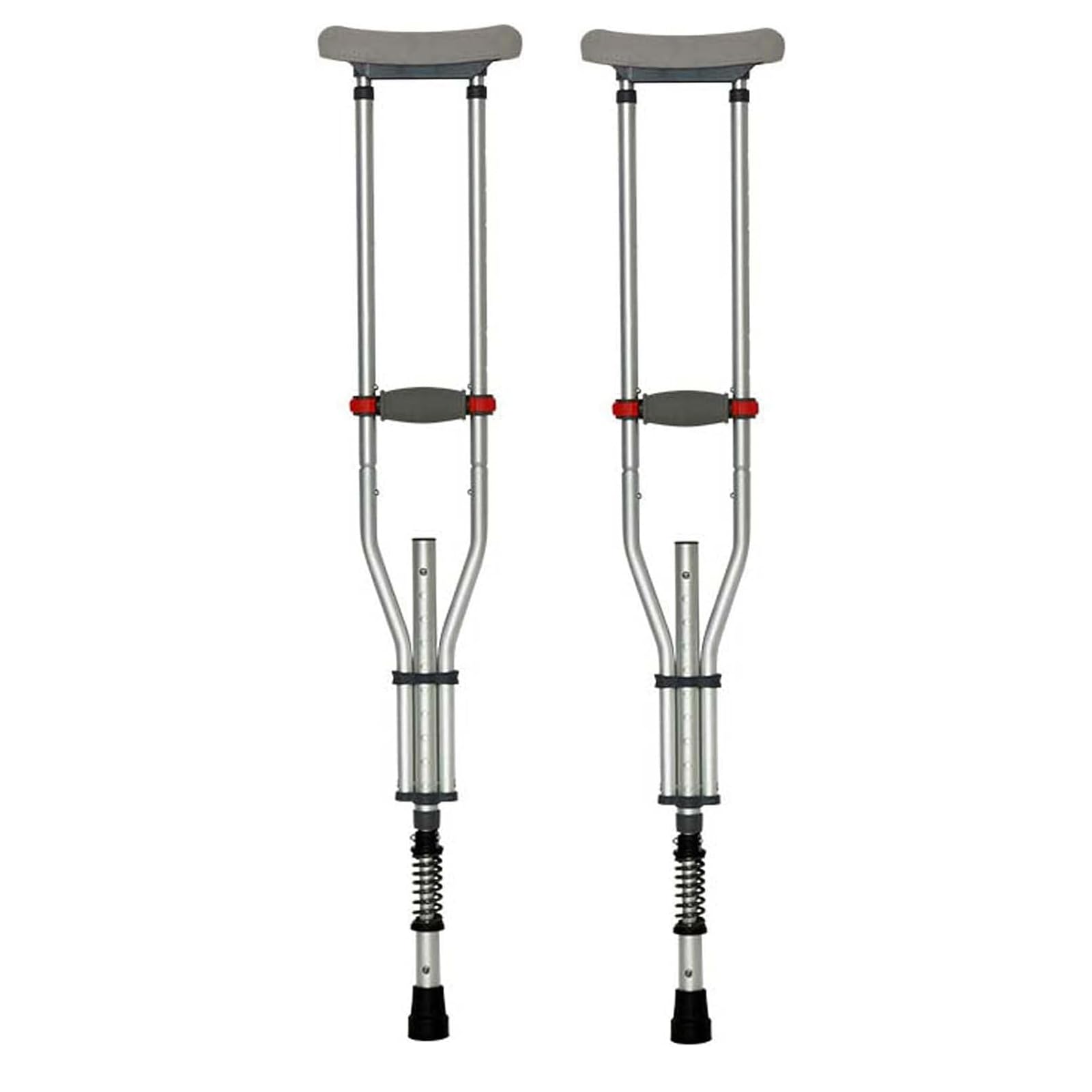 Stampelle sotto le ascelle per adulti, stampelle in alluminio leggero, ideali per viaggi o lavoro, altezza regolabile per bambini o adulti