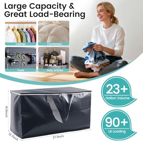 Variant 2 - 4 Pack Large Moving Bags, Heavy Duty Tote Bags, Storage Totes with Sturdy Zippers & Reinforced Handles, Packing Moving Boxes for Space Saving (Grey)