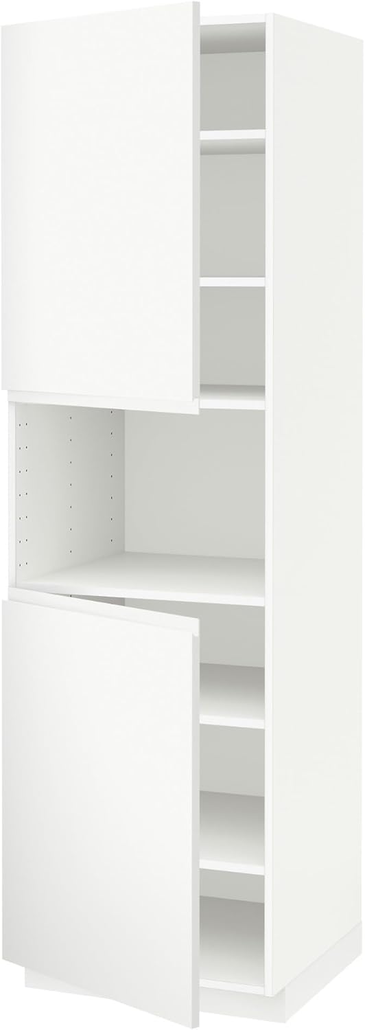 METOD High cab f micro w 2 doors/shelves, white/Voxtorp matt white, 60x60x200 cm