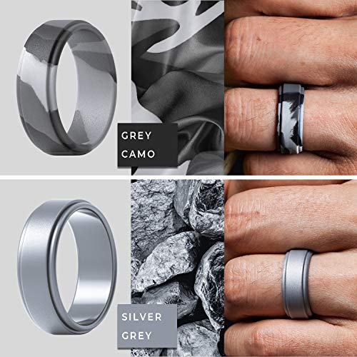 Anéis de casamento de silicone ThunderFit para homens, 7 anéis/4 anéis/1 anel – Design elegante de b