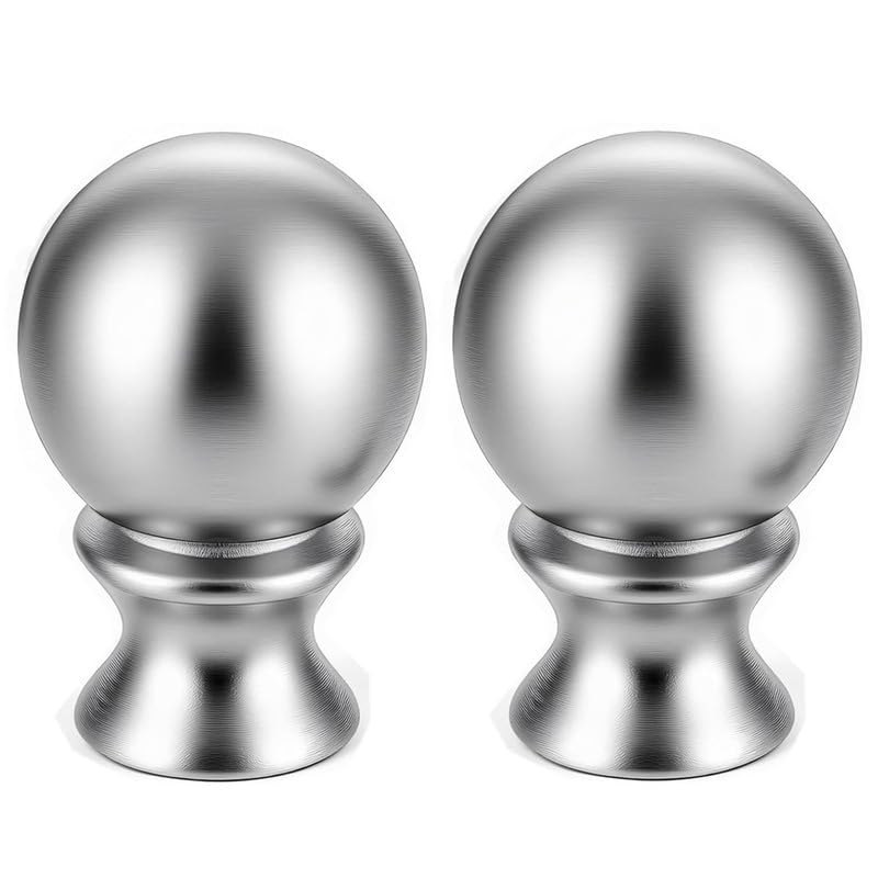 Image of Lighting Lamp Finials 1-1 /2 in High, 1 /4-28 in Base Ball Finials for Lamp Shade, Finial Lamp Shade Top Screw, Lamp Shade Finials for Table Lamps, Floor Lamps, Lamp Topper Knob, Nickel 2PCS