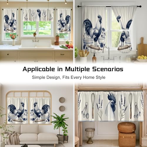 Rideaux rustiques coq bleu automne à passe-tringle durable - 8