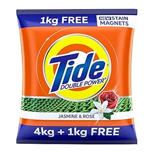 Tide Plus Double Power Detergent Washing Powder – 4 kg + 1 Kg Free (Jasmine and Rose)